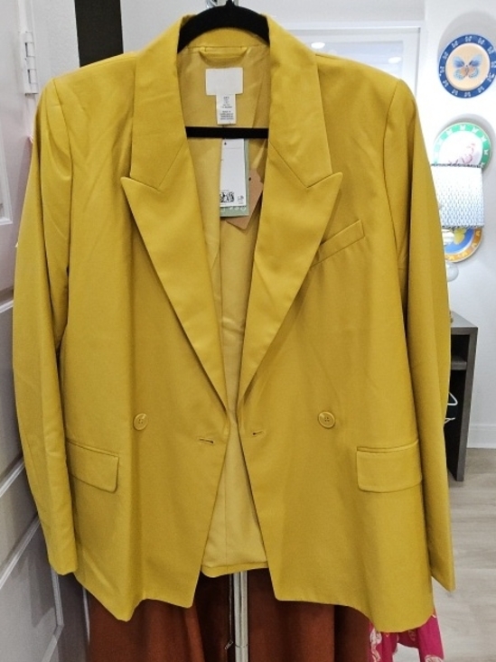 H&M Jackets & Blazers - H&M Mustard Yellow Double-Breasted Blazer